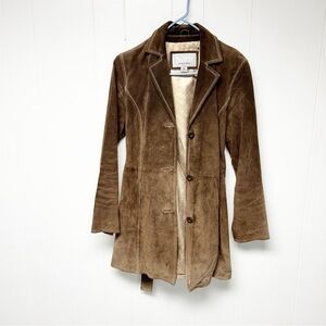 VTG Wilsons Leather Maxima Brown Suede Leather Trench Coat Medium